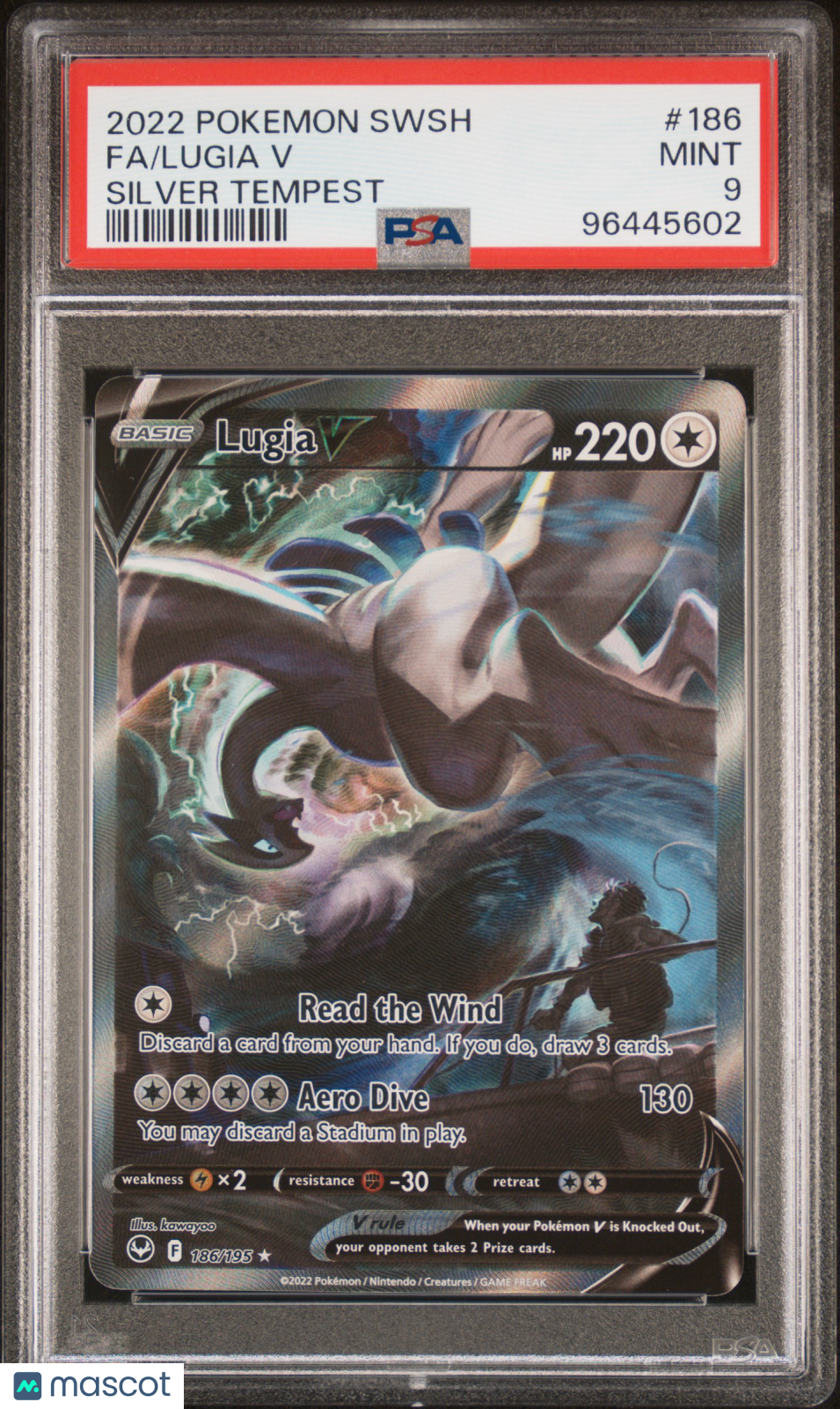 2022 Pokemon Sword & Shield Silver Tempest Lugia V #186 Silver Tempest Fa PSA 9