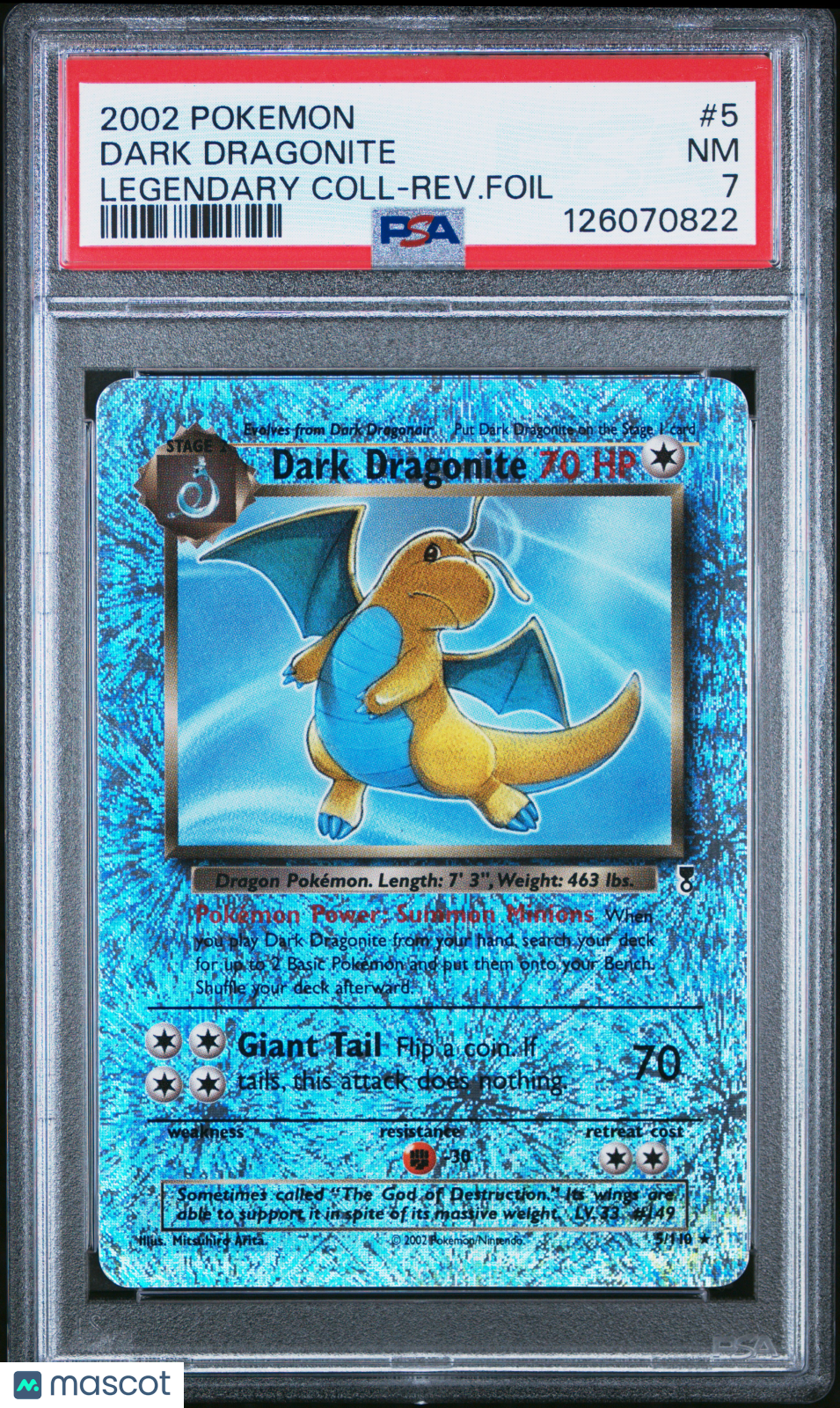 2002 Pokemon Legendary Collection Dark Dragonite #5 Legendary Coll-Rev.Foil PSA 7