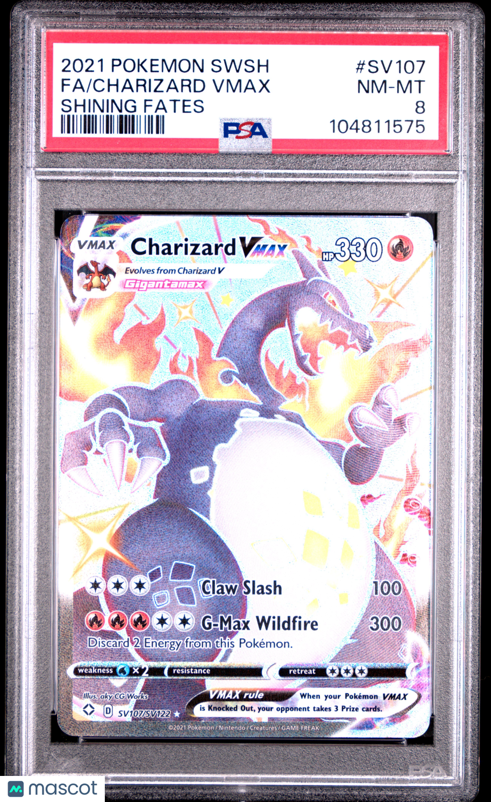 2021 Pokemon Sword & Shield Shining Fates Charizard VMAX #SV107 Fa Shining Fates PSA 8