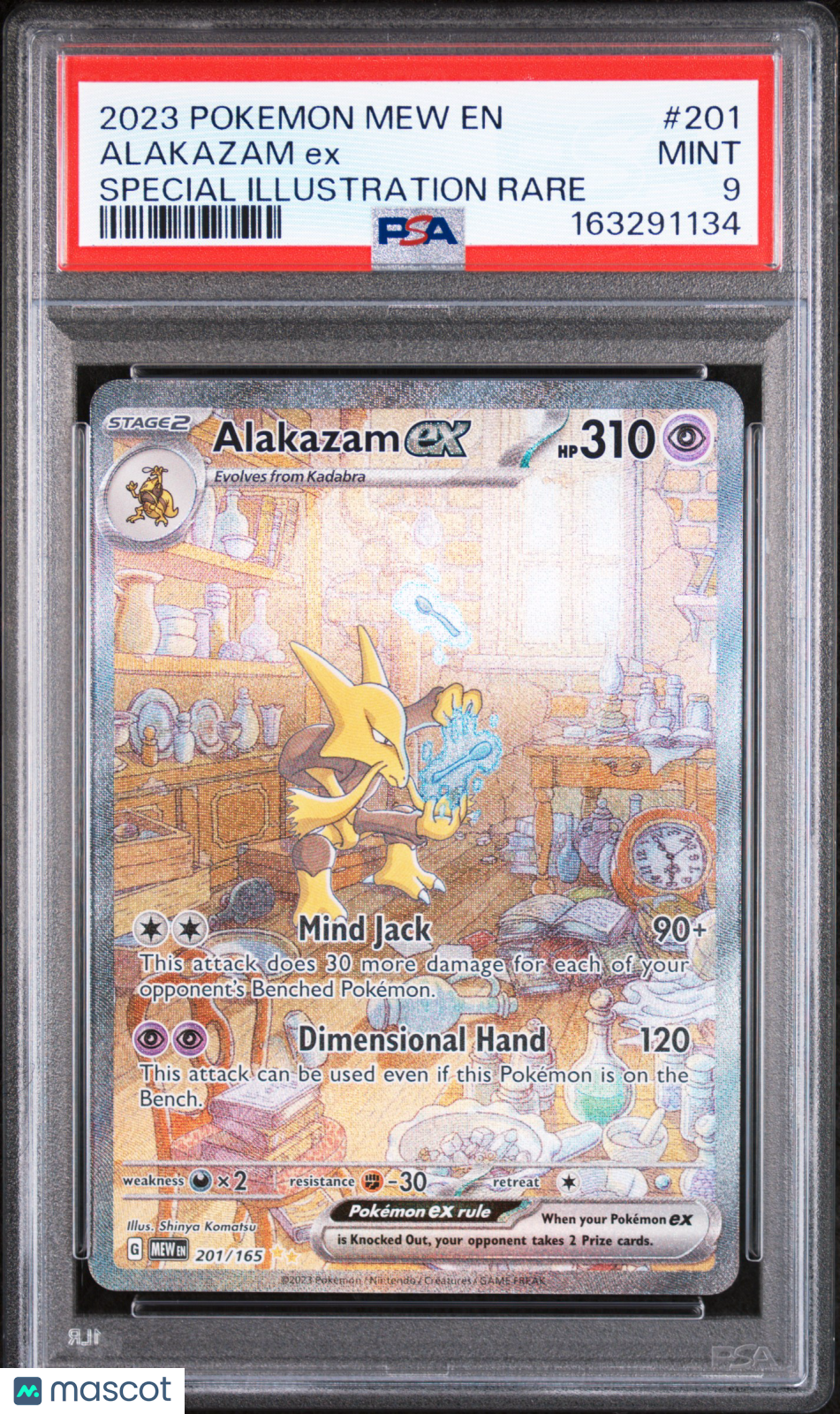 2023 Pokemon Mew EN-151 Alakazam EX #201 Special Illustration Rare PSA 9