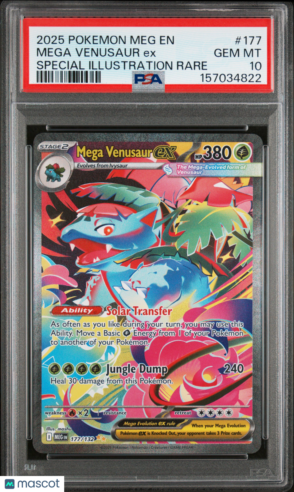 2025 Pokemon Meg EN-Mega Evolution Mega Venusaur EX #177 Special Illustration Rare PSA 10
