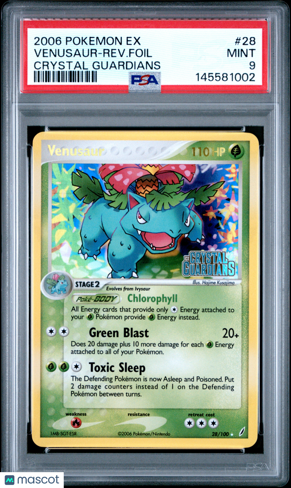2006 Pokemon EX Crystal Guardians Venusaur-Rev. Foil #28 Crystal Guardians PSA 9