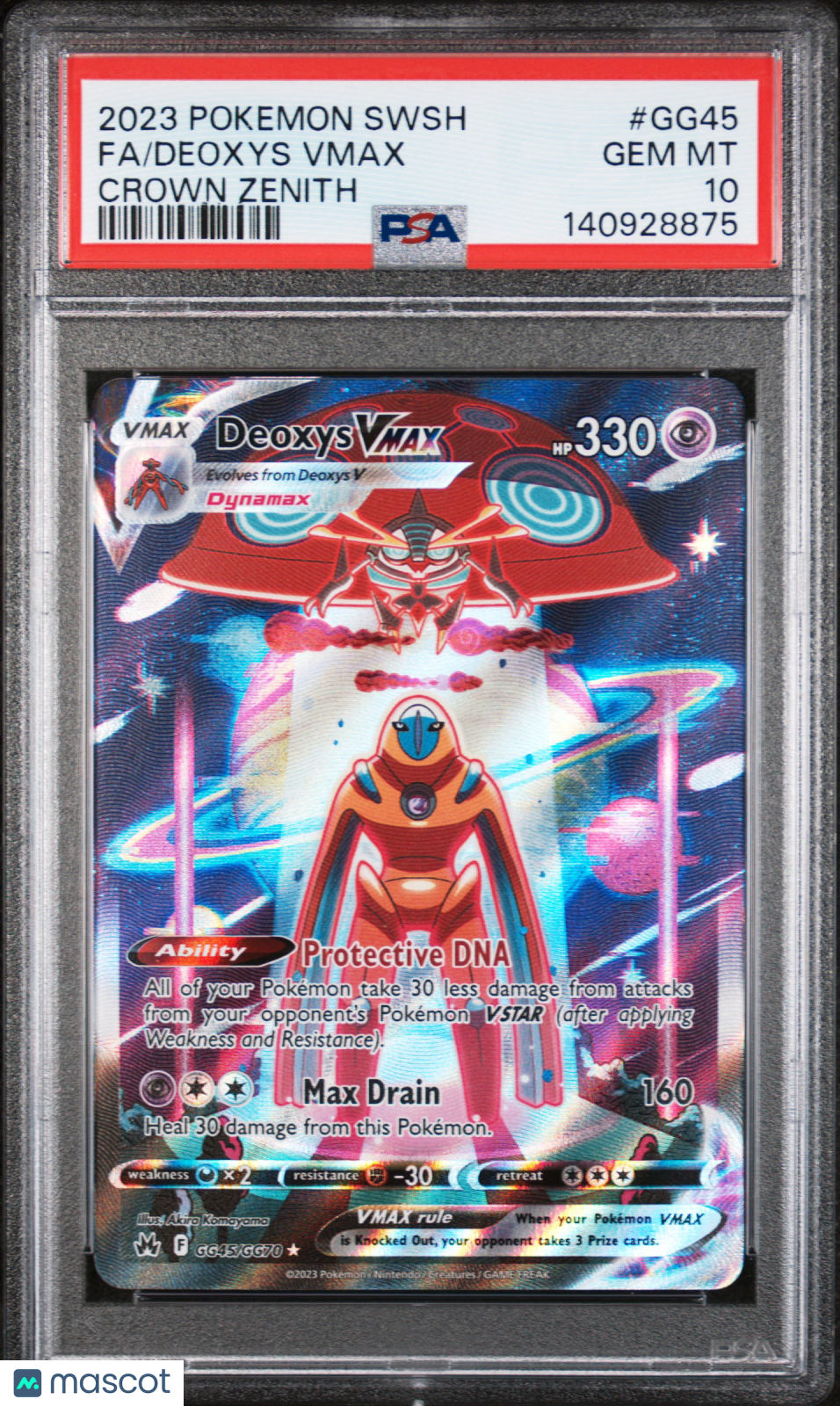2023 Pokemon Sword And Shield Crown Zenith Deoxys VMAX #GG45 Fa Crown Zenith PSA 10