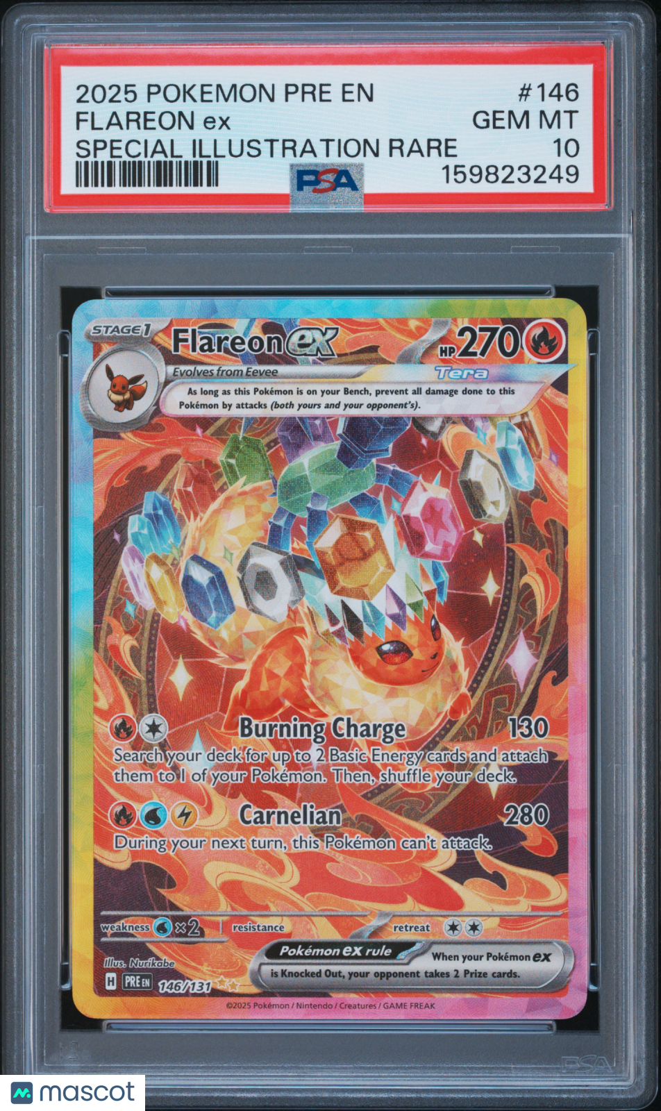 2025 Pokemon Pre EN-Prismatic Evolutions Flareon EX #146 Special Illustration Rare PSA 10