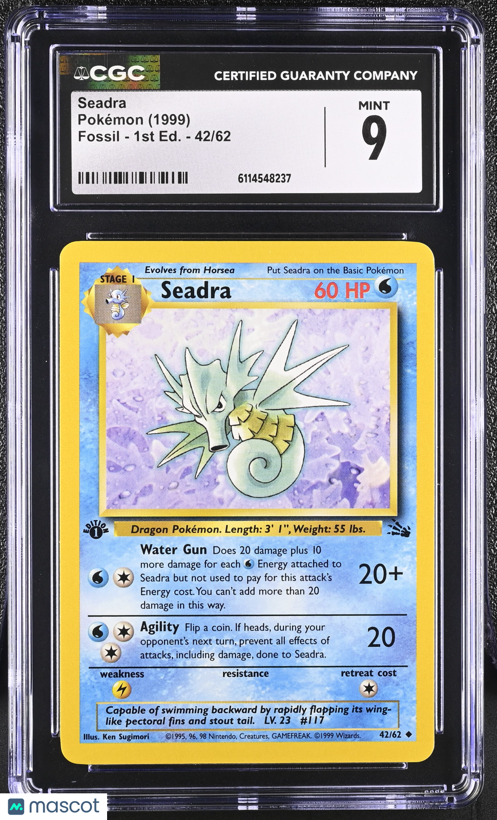 1999 Pokemon Seadra #42/62 1st Edition CGC 9