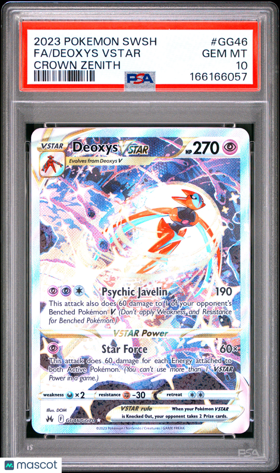 2023 Pokemon Sword And Shield Crown Zenith Deoxys VSTAR #GG46 Crown Zenith Fa PSA 10