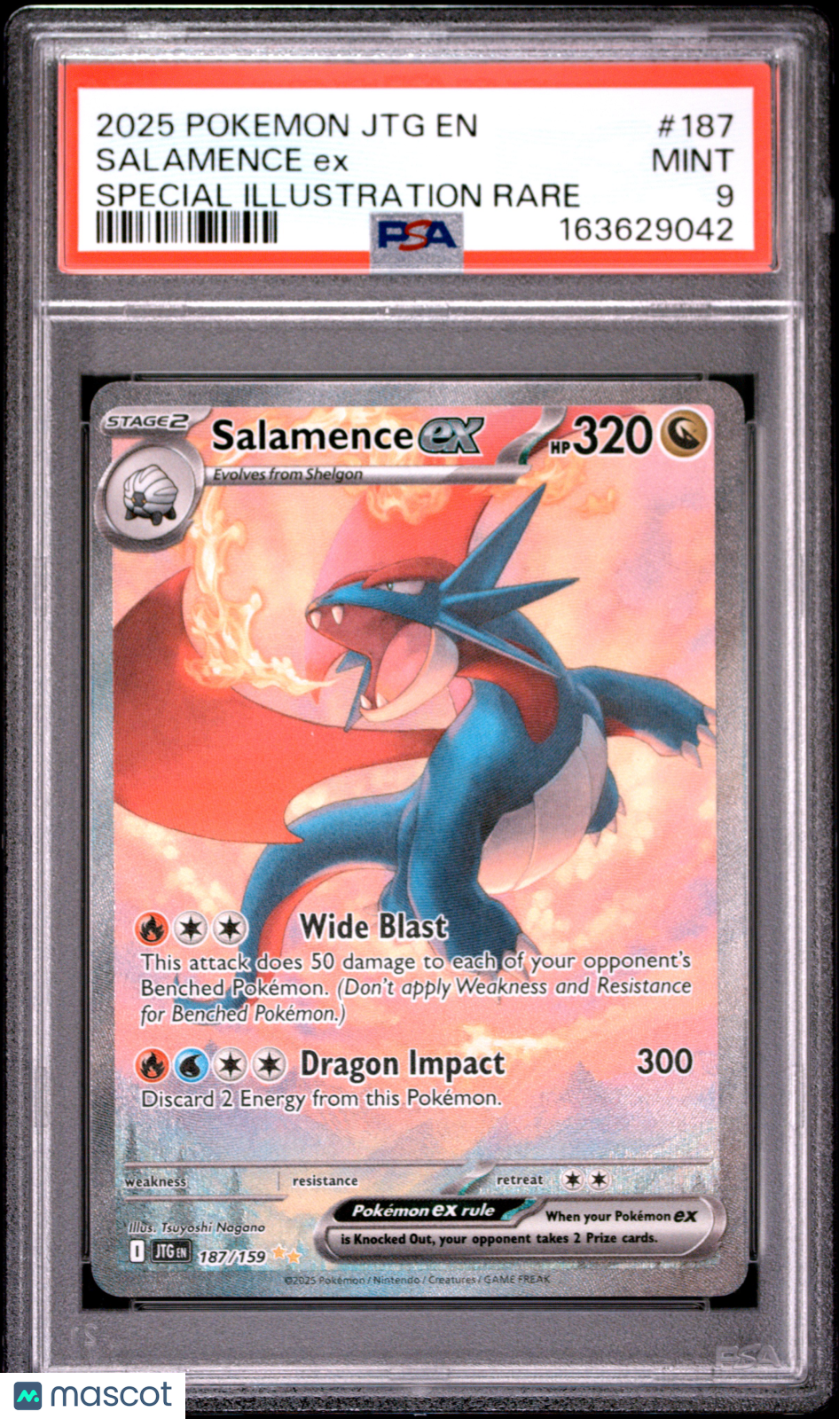 2025 Pokemon JTG EN-Journey Together Salamence EX #187 Special Illustration Rare PSA 9