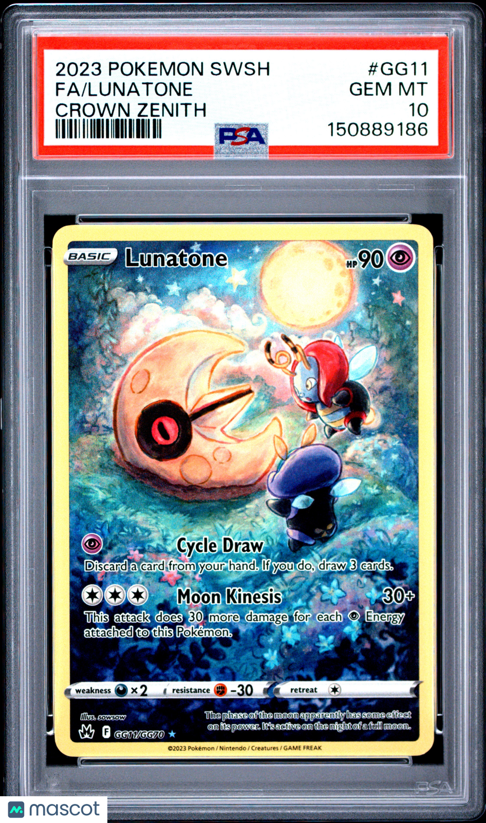 2023 Pokemon Sword And Shield Crown Zenith Lunatone #GG11 Crown Zenith Fa PSA 10