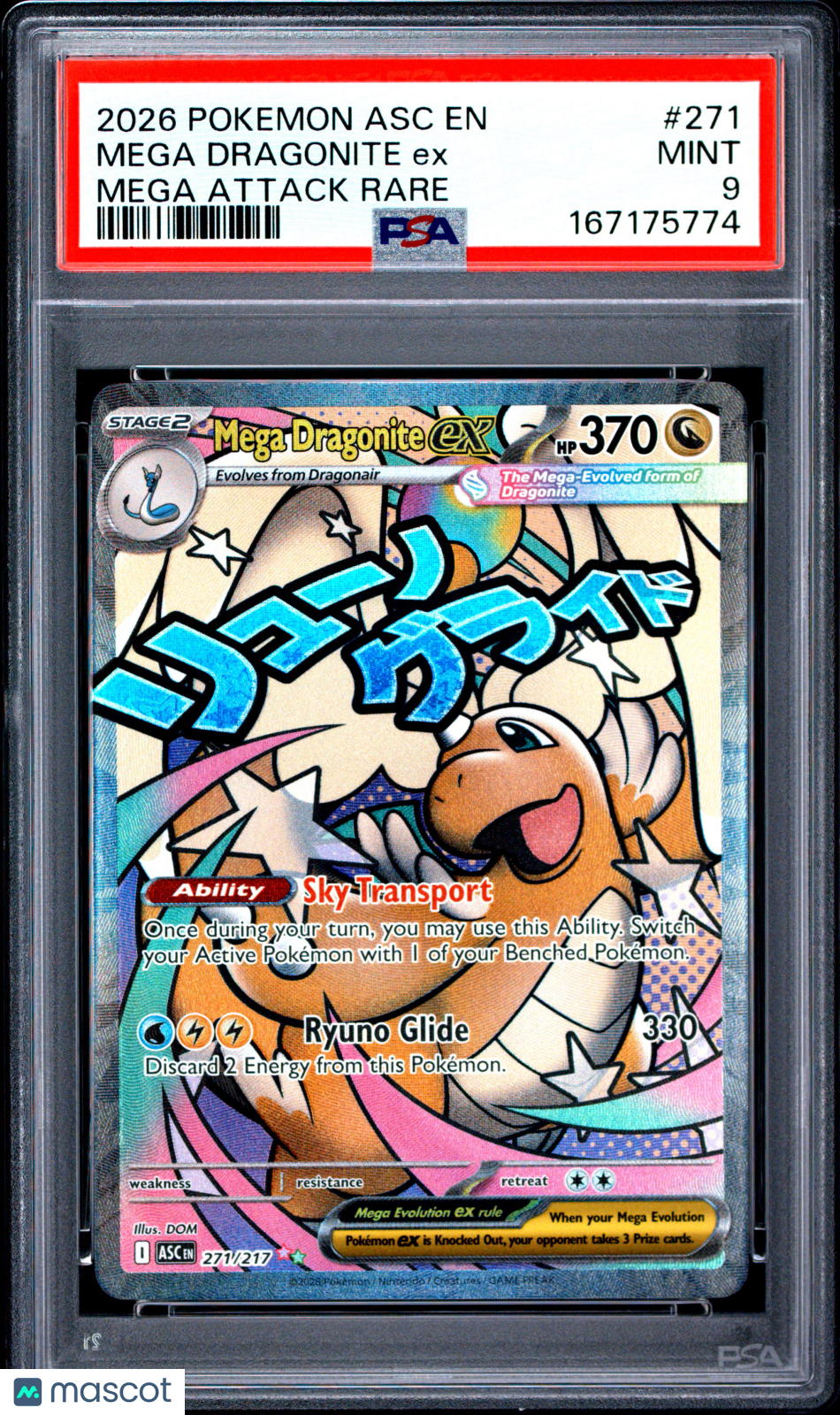 2026 Pokemon Asc EN-Ascended Heroes Mega Dragonite EX #271 Mega Attack Rare PSA 9