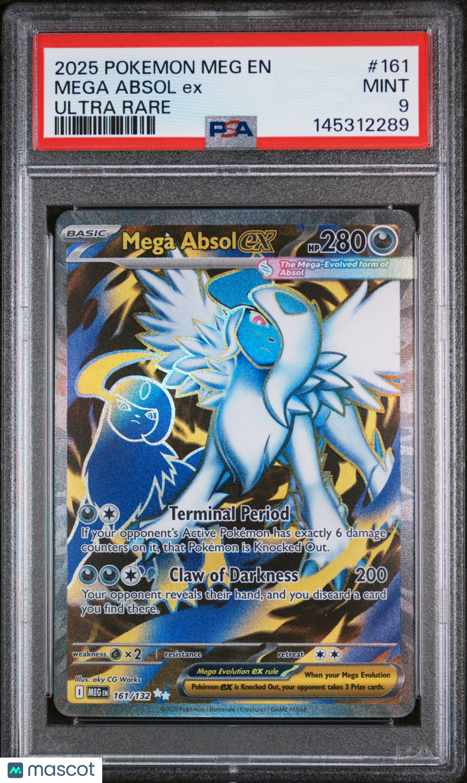 2025 Pokemon Meg EN-Mega Evolution Mega Absol EX #161 Ultra Rare PSA 9