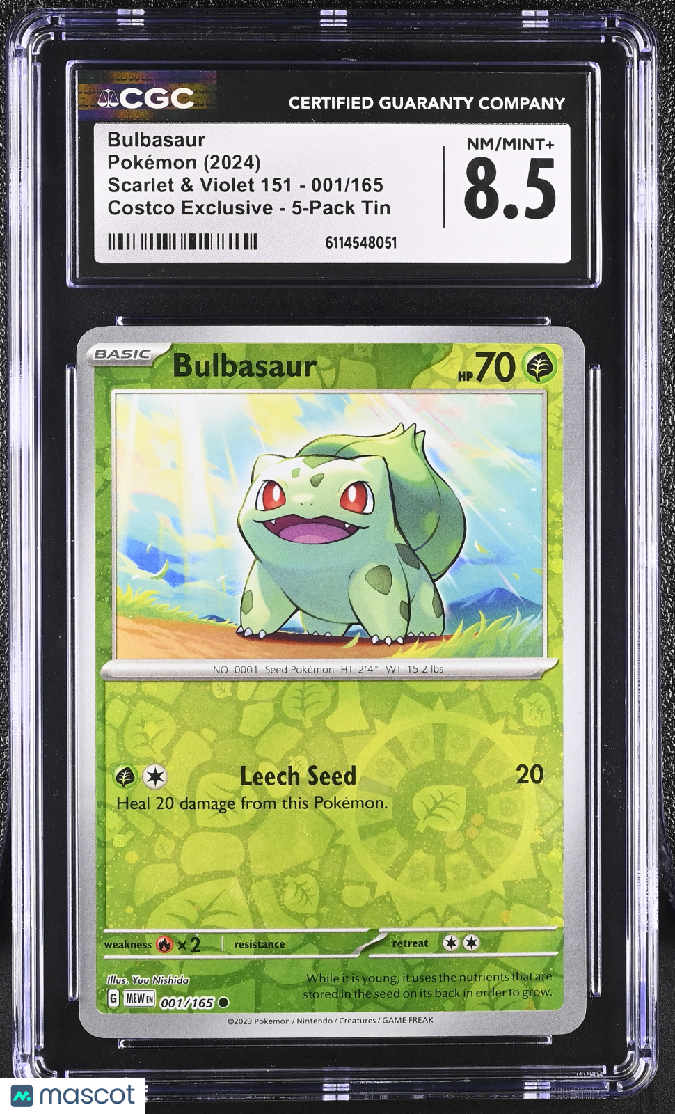 2024 Pokemon Bulbasaur #001/165 001/165 CGC 8.5