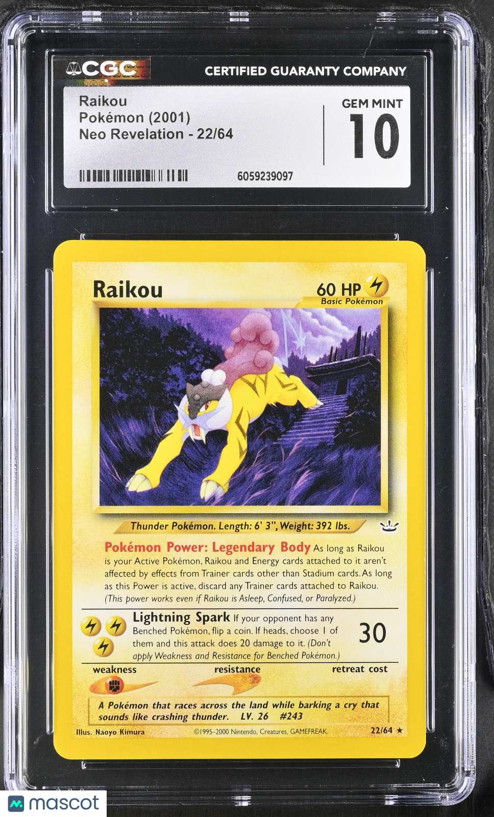 2001 Pokemon Raikou #22/64 CGC 10