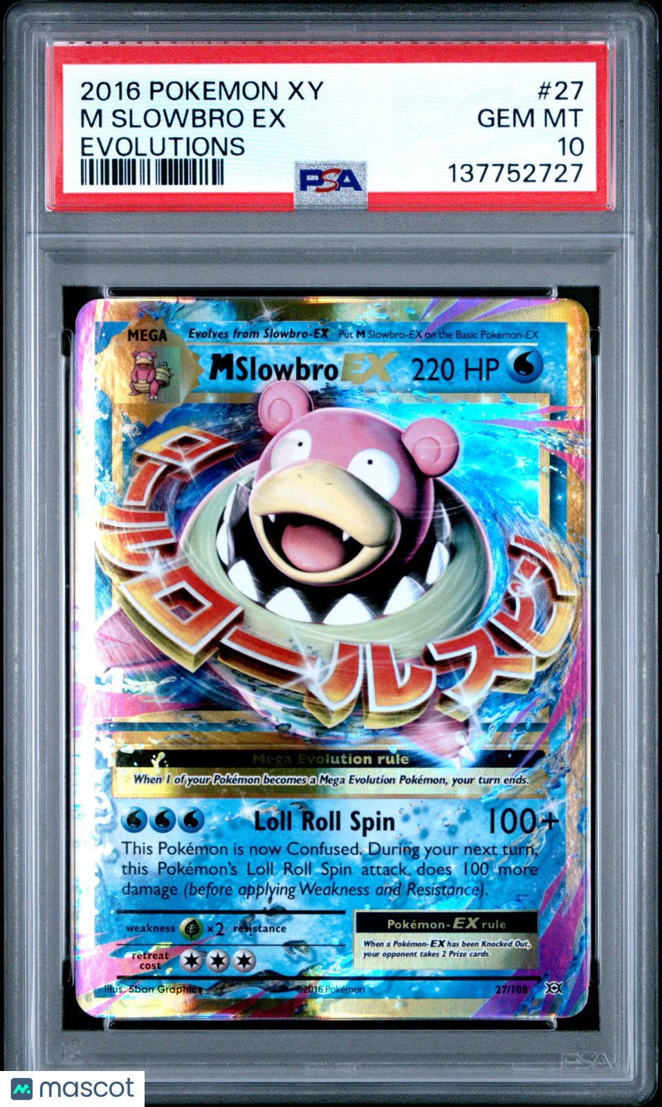 2016 Pokemon Xy Evolutions M Slowbro EX #27 Evolutions PSA 10