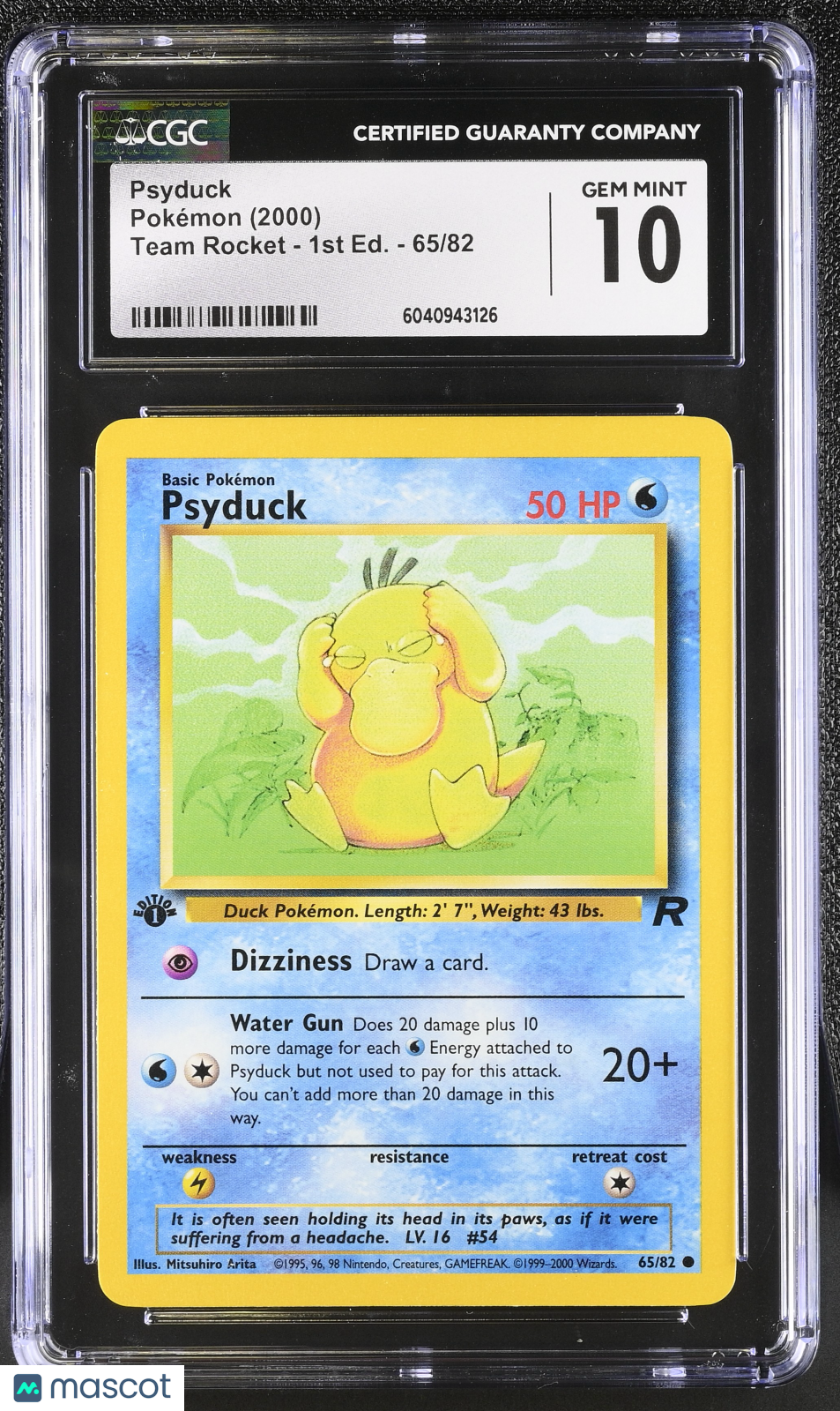 2000 Pokemon Psyduck #65/82 65/82 1st Edition CGC 10