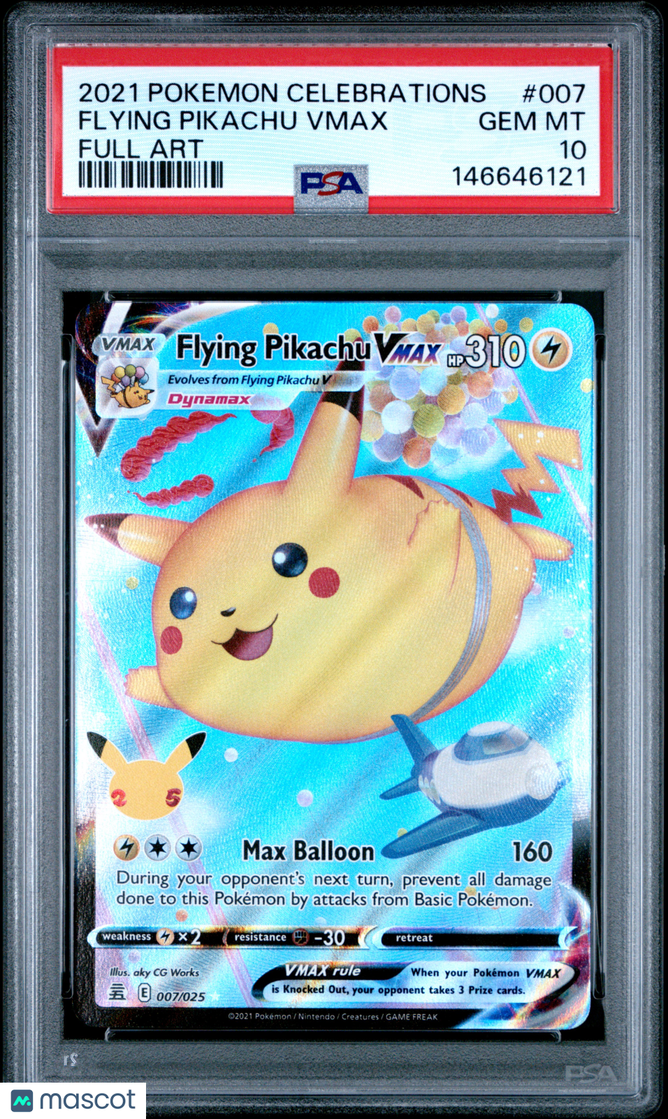 2021 Pokemon Celebrations Flying Pikachu VMAX #007 Full Art PSA 10