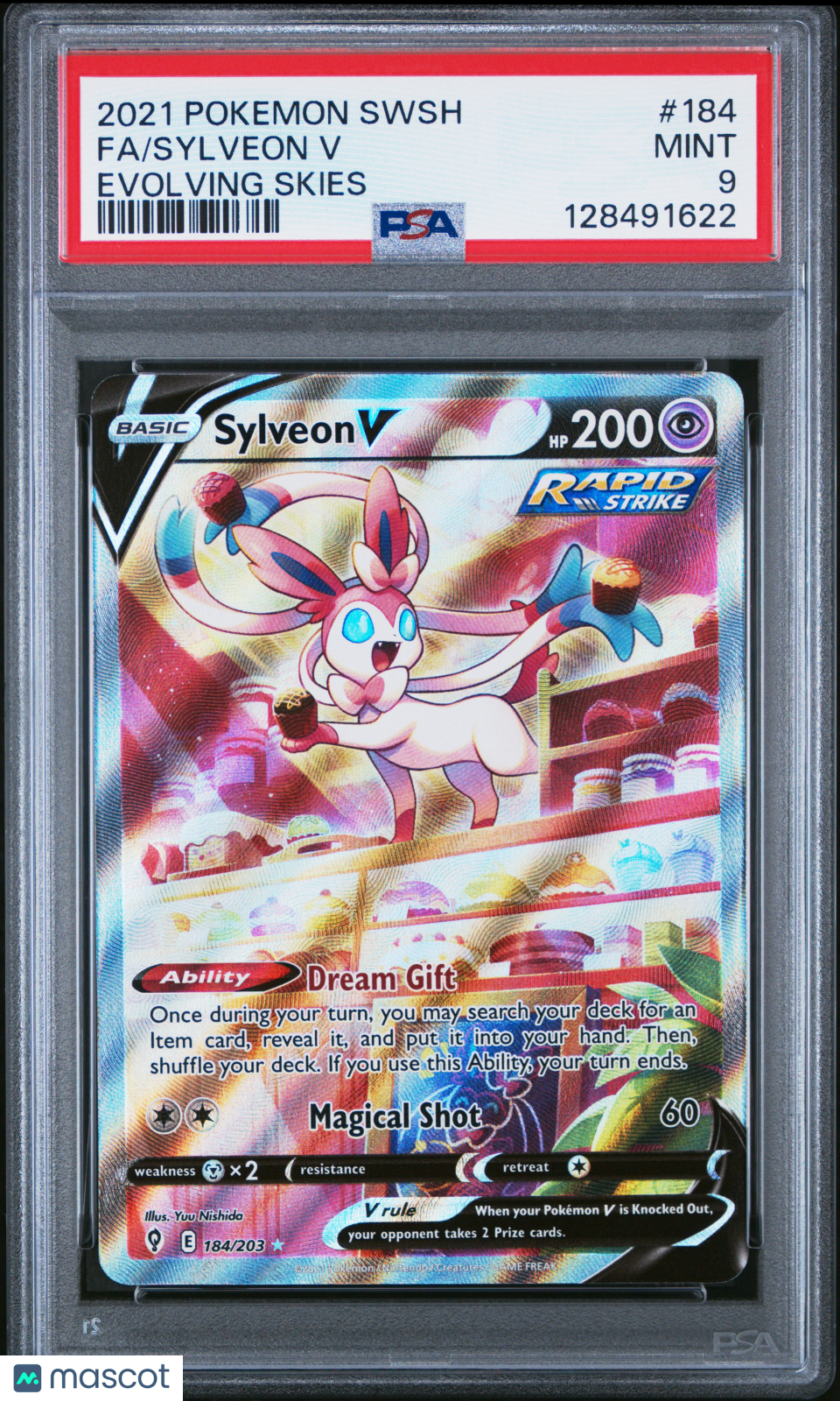 2021 Pokemon Sword & Shield Evolving Skies Sylveon V #184 Evolving Skies Fa PSA 9