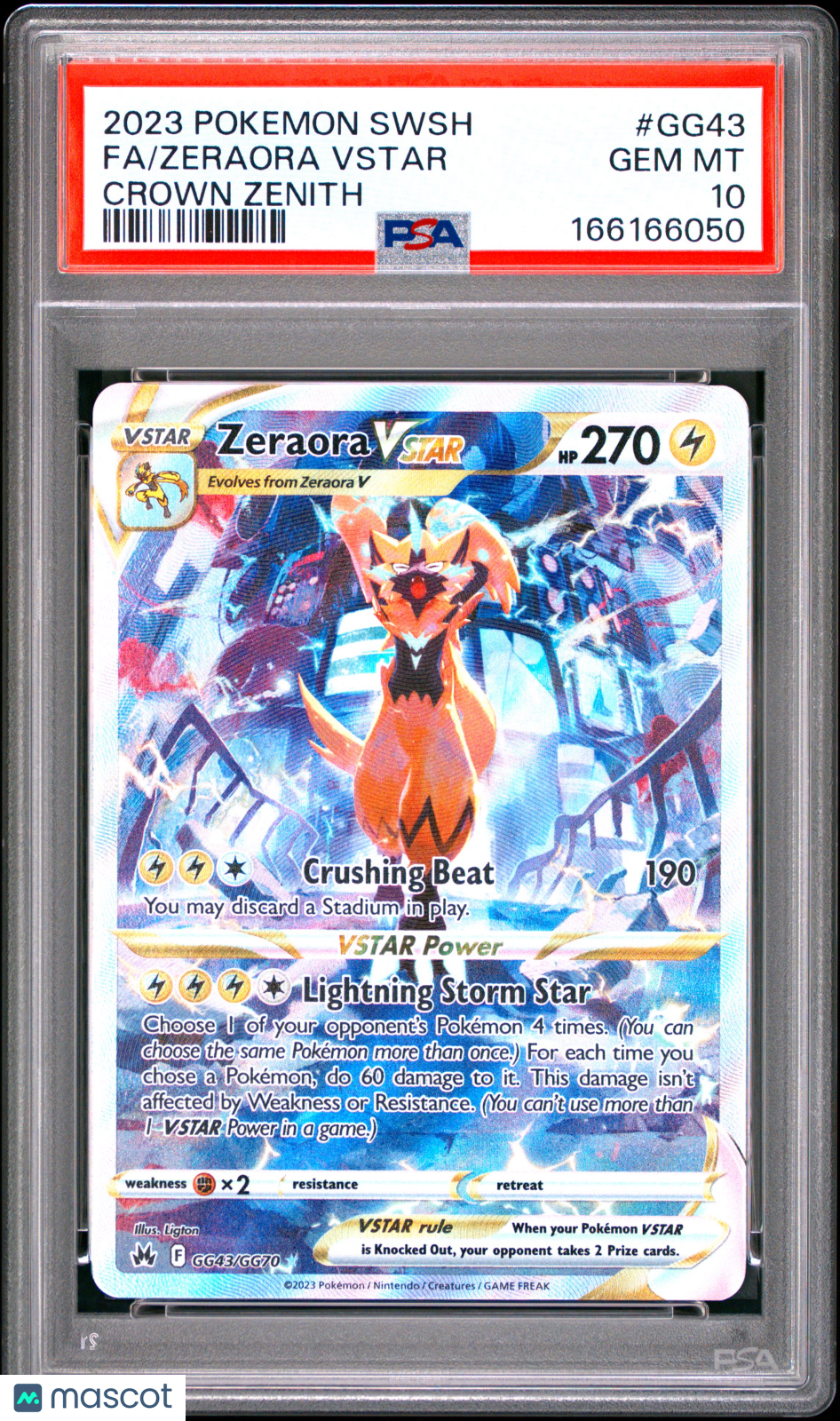 2023 Pokemon Sword And Shield Crown Zenith Zeraora VSTAR #GG43 Crown Zenith Fa PSA 10