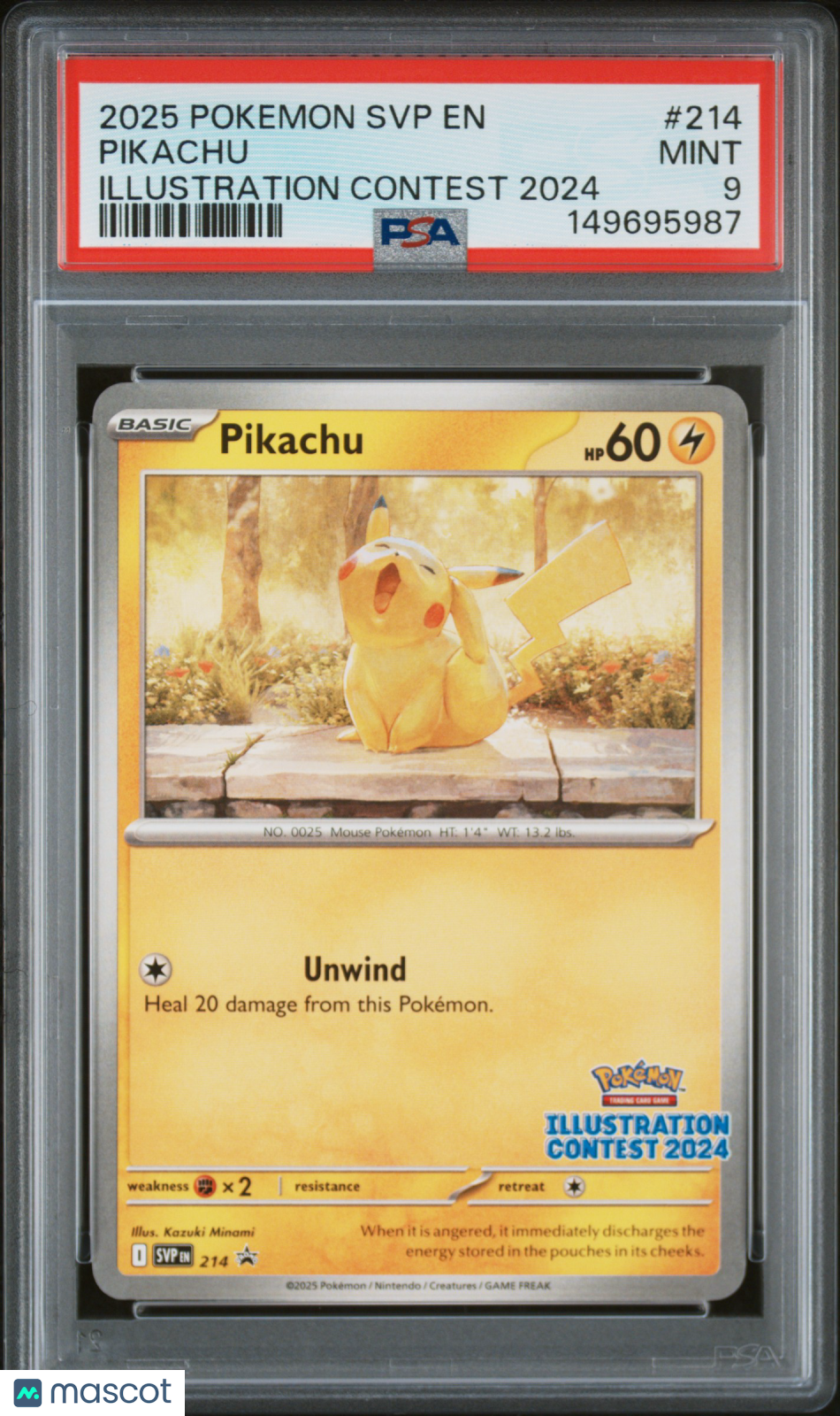 2025 Pokemon SVP EN-SV Black Star Promo Pikachu #214 Illustration Contest 2024 PSA 9