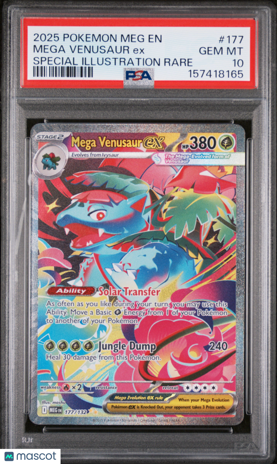 2025 Pokemon Meg EN-Mega Evolution Mega Venusaur EX #177 Special Illustration Rare PSA 10