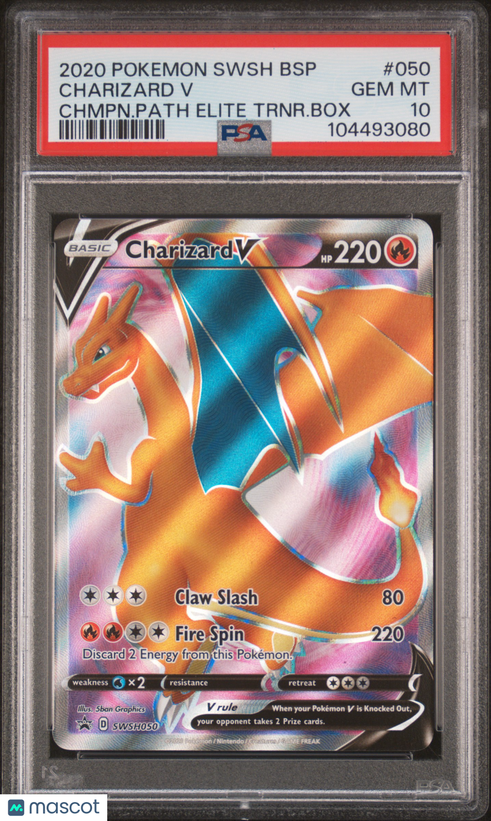 2020 Pokemon Swsh Black Star Promo Charizard V #050 Chmpn.Path Elite Trnr.Box PSA 10