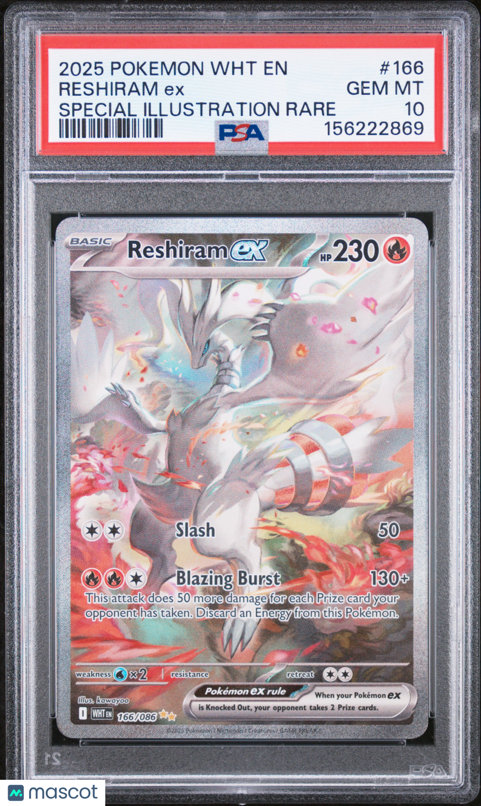 2025 Pokemon WHT EN-White Flare Reshiram EX #166 Special Illustration Rare PSA 10