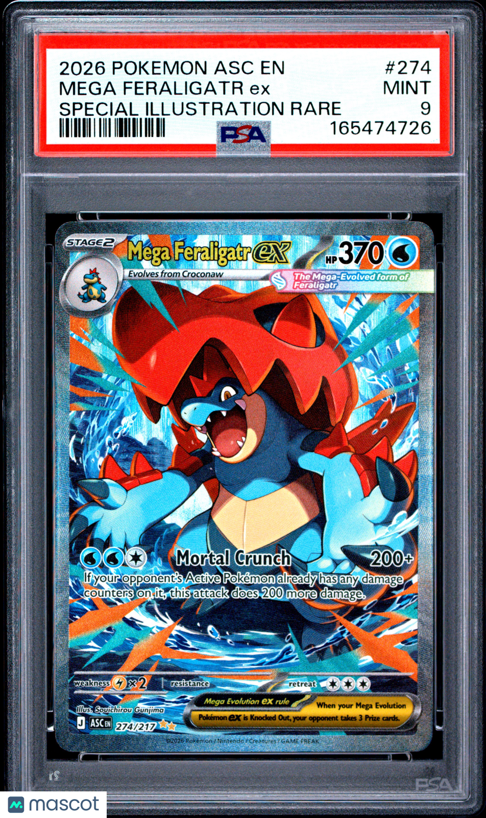 2026 Pokemon Asc EN-Ascended Heroes Mega Feraligatr EX #274 Special Illustration Rare PSA 9