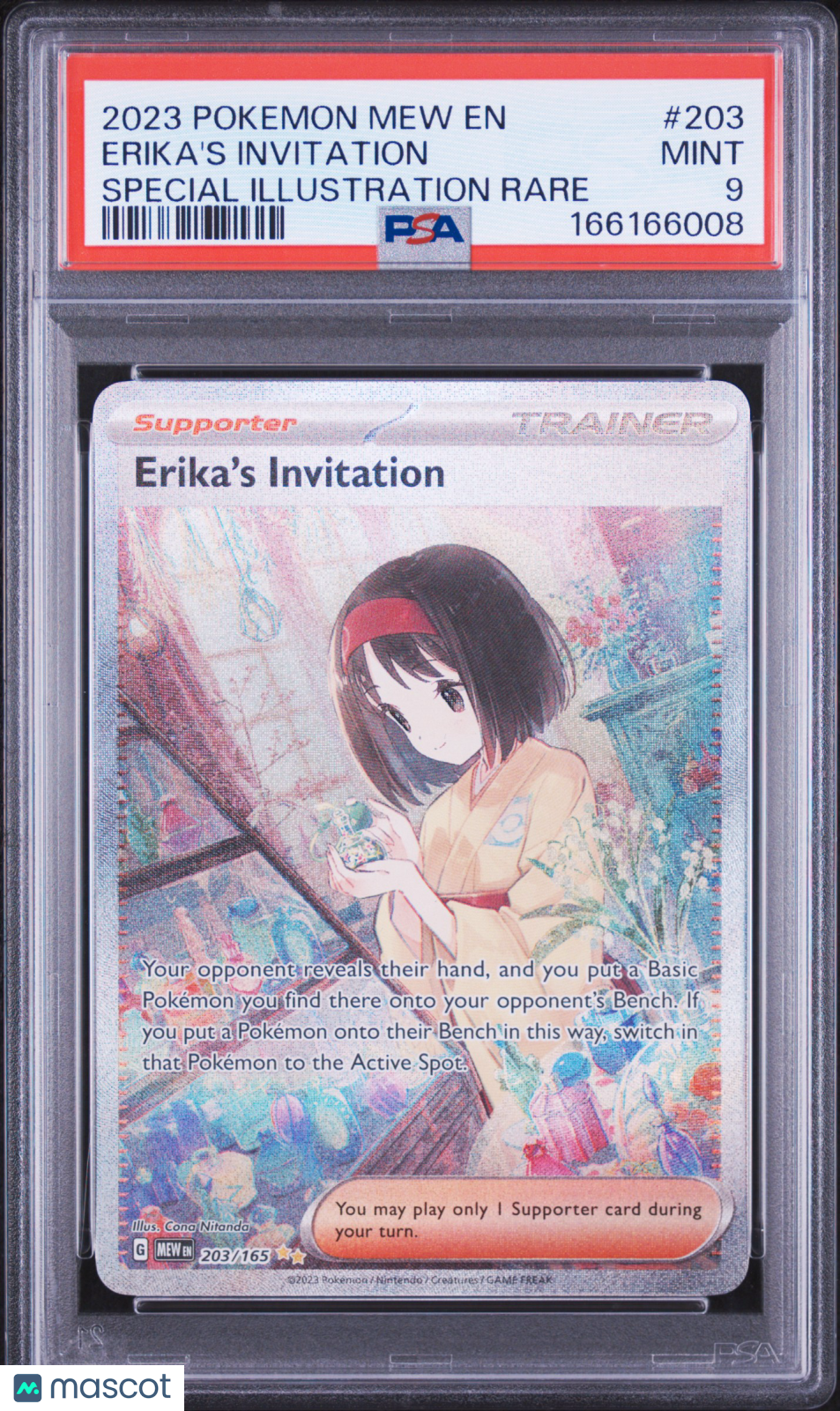 2023 Pokemon Mew EN-151 Erika's Invitation #203 Special Illustration Rare PSA 9