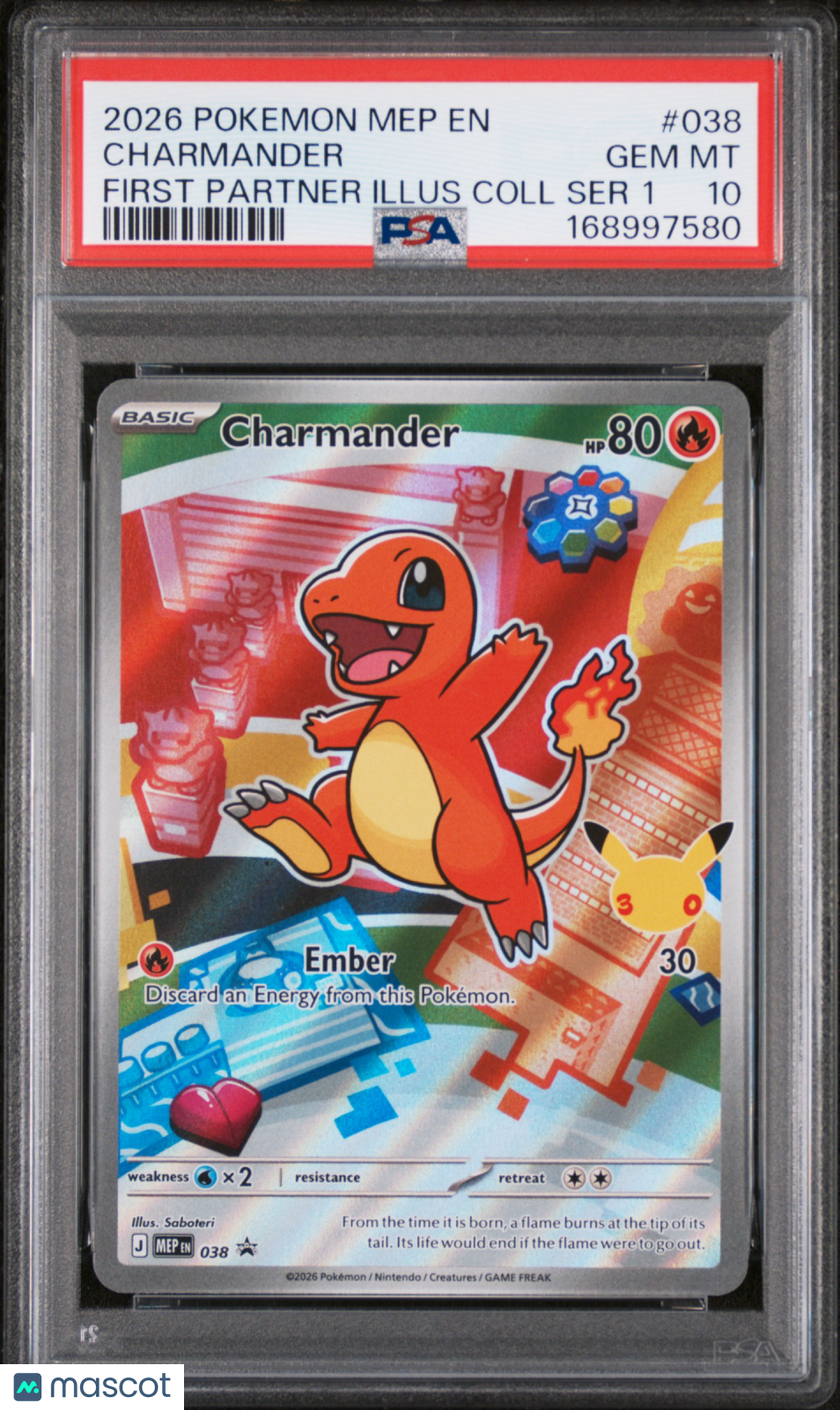 2026 Pokemon Mep EN-Me Black Star Promo Charmander #038 First Partner Illus Coll Ser 1 PSA 10