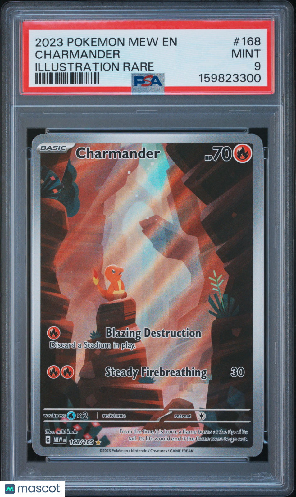 2023 Pokemon Mew EN-151 Charmander #168 Illustration Rare PSA 9