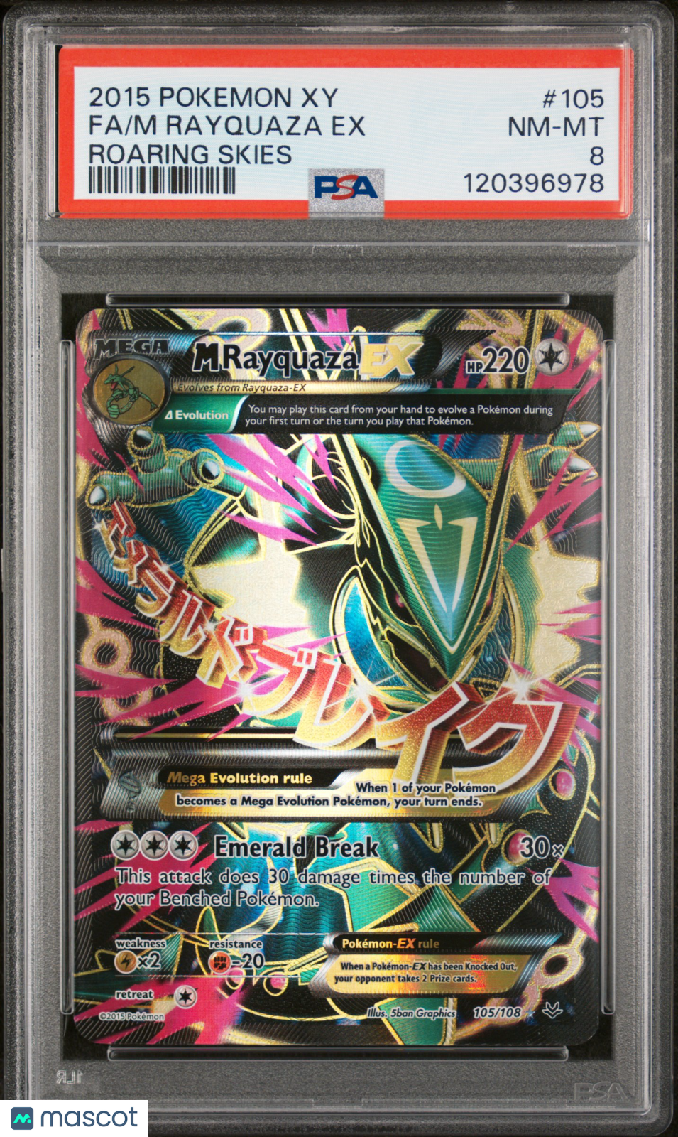 2015 Pokemon Xy Roaring Skies M Rayquaza EX #105 Roaring Skies Fa PSA 8