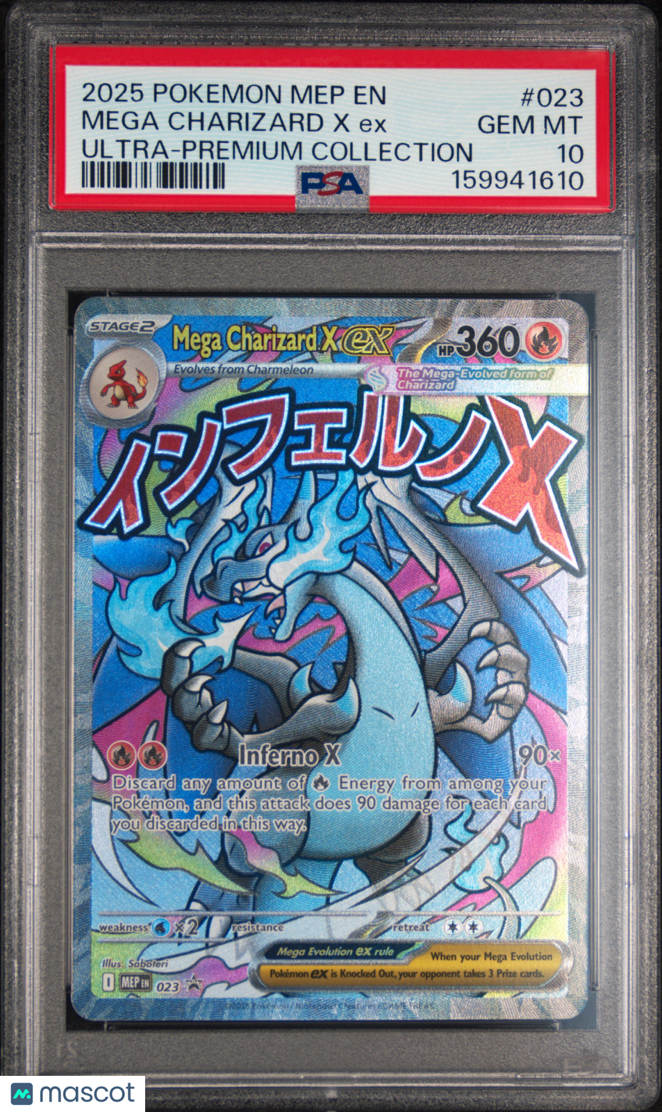 2025 Pokemon Mep EN-Me Black Star Promo Mega Charizard X EX #023 Ultra-Premium Collection PSA 10