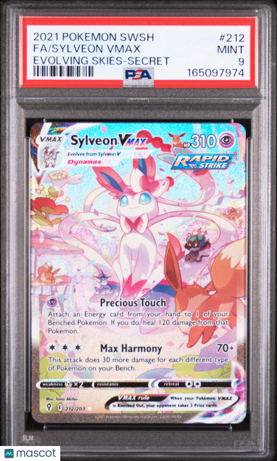 2021 Pokemon Sword & Shield Evolving Skies Sylveon VMAX #212 Fa Evolving Skies-Secret PSA 9