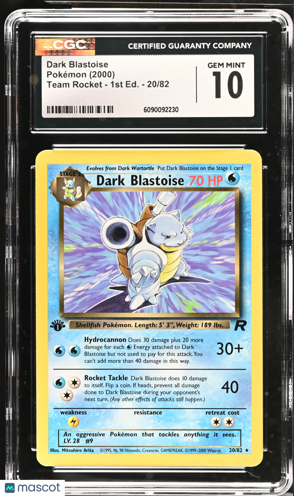 2000 Pokemon Dark Blastoise #20/82 1st Edition CGC 10