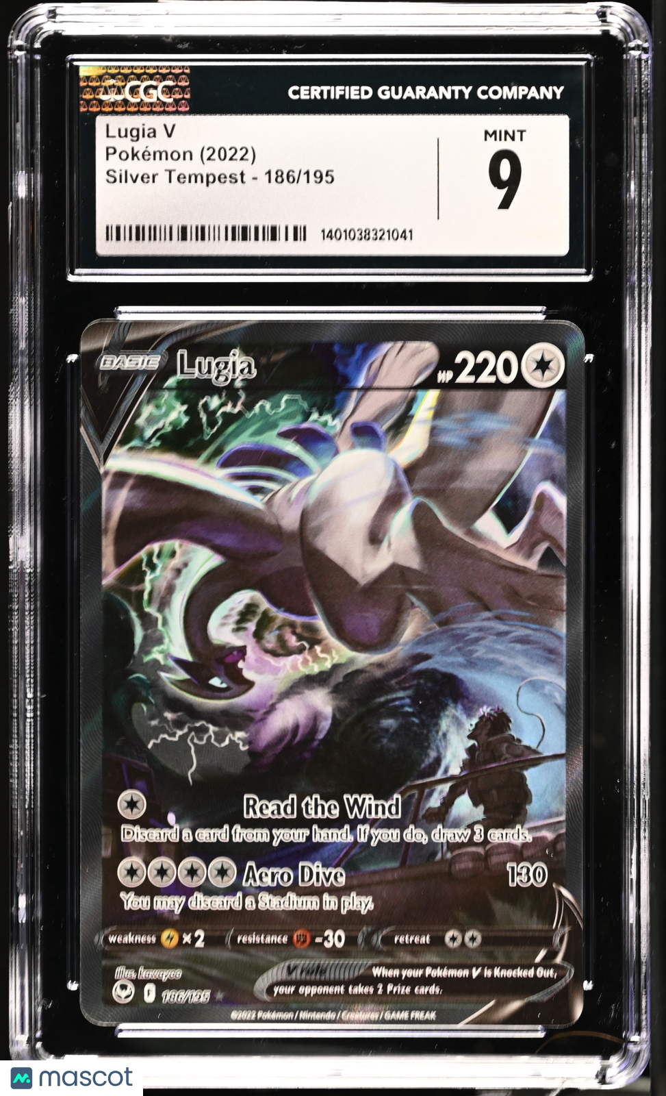 2022 Pokemon Lugia V #186/195 Ultra Rare CGC 9