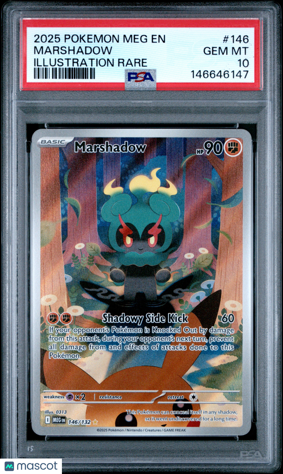 2025 Pokemon Meg EN-Mega Evolution Marshadow #146 Illustration Rare PSA 10