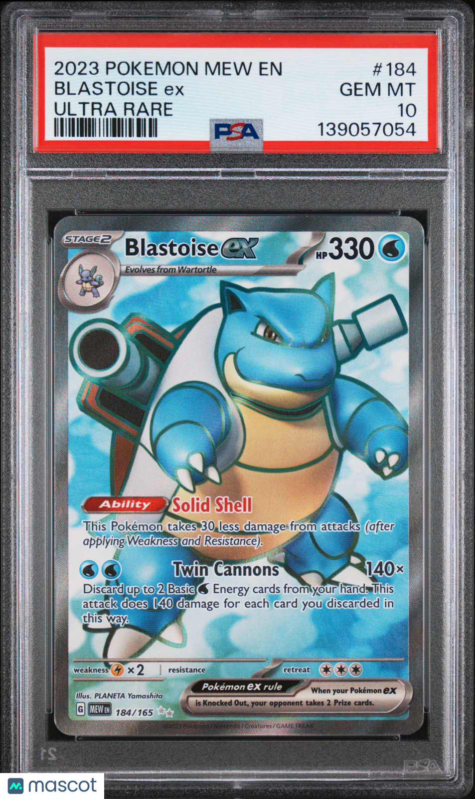 2023 Pokemon Mew EN-151 Blastoise EX #184 Ultra Rare PSA 10
