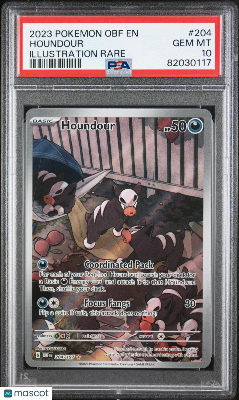 2023 Pokemon Obf EN-Obsidian Flames Houndour #204 Illustration Rare PSA 10