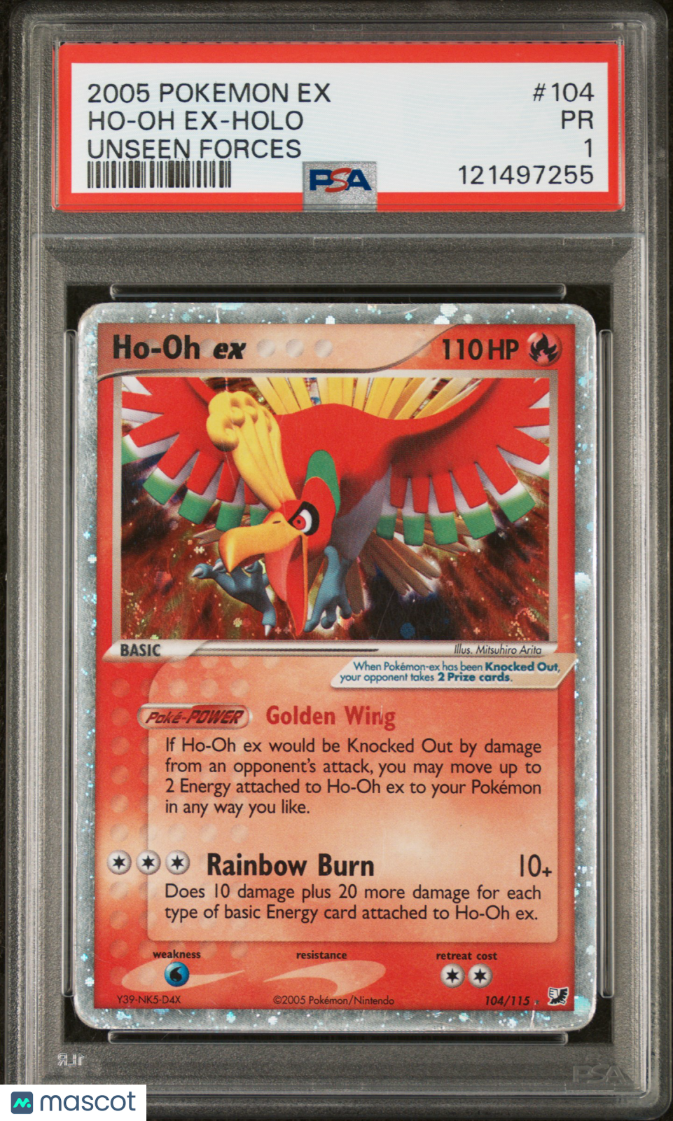 2005 Pokemon EX Unseen Forces Ho-Oh EX #104 Unseen Forces PSA 1