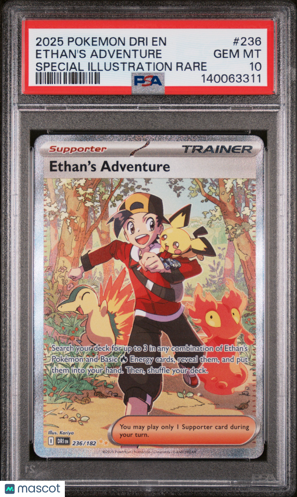 2025 Pokemon Dri EN-Destined Rivals Ethan's Adventure #236 Special Illustration Rare PSA 10