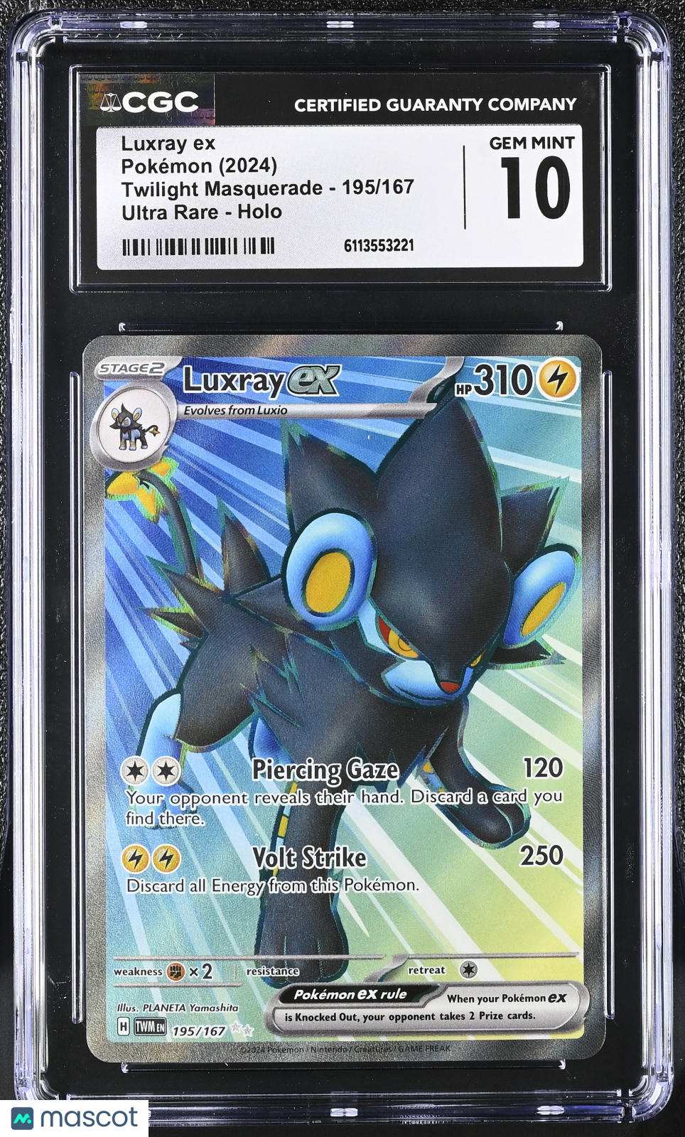 2024 Pokemon Luxray ex #195/167 Ultra Rare CGC 10