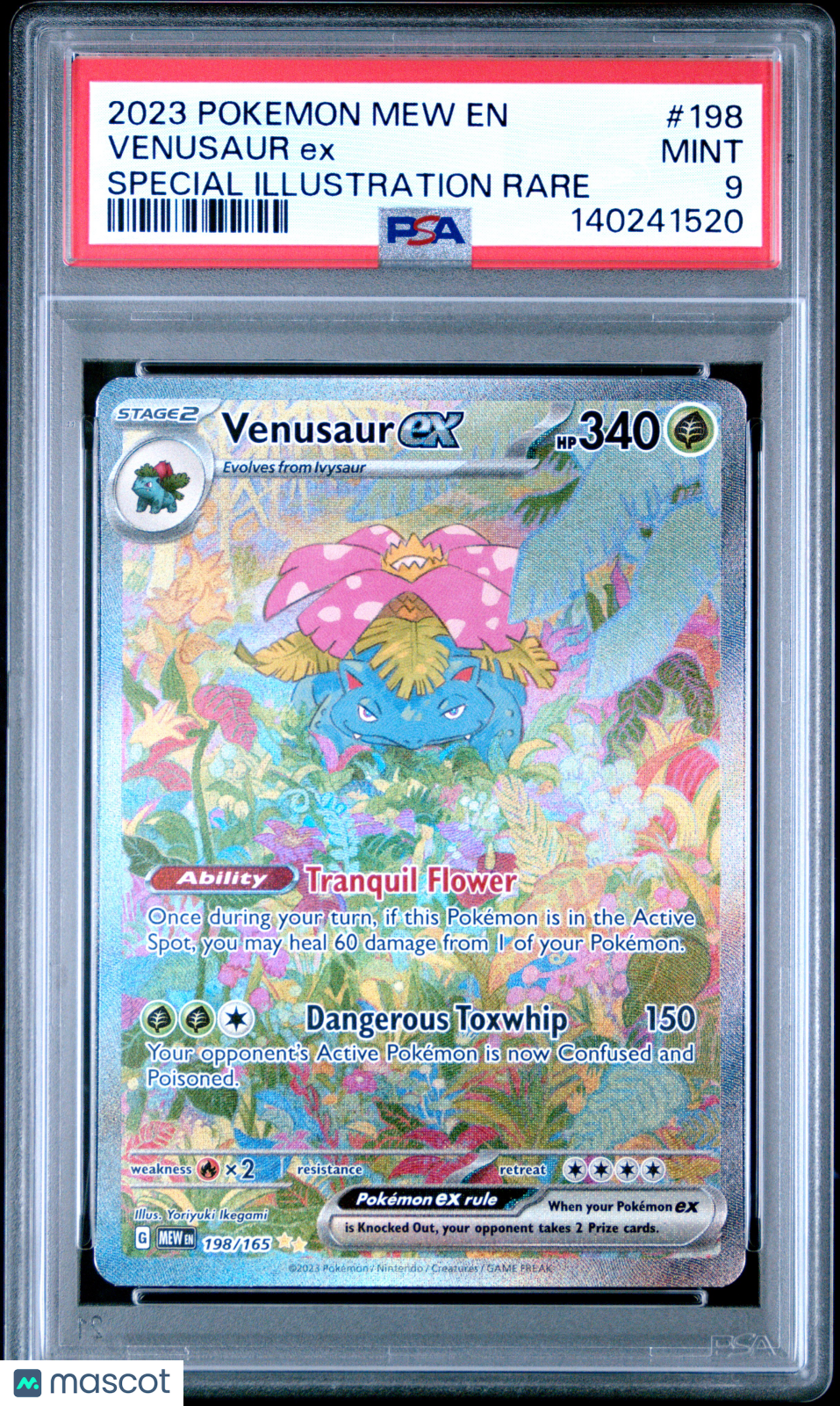 2023 Pokemon Mew EN-151 Venusaur EX #198 Special Illustration Rare PSA 9