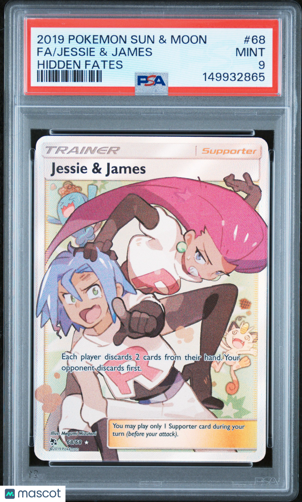 2019 Pokemon Sun & Moon Hidden Fates Jessie & James #68 Fa Hidden Fates PSA 9