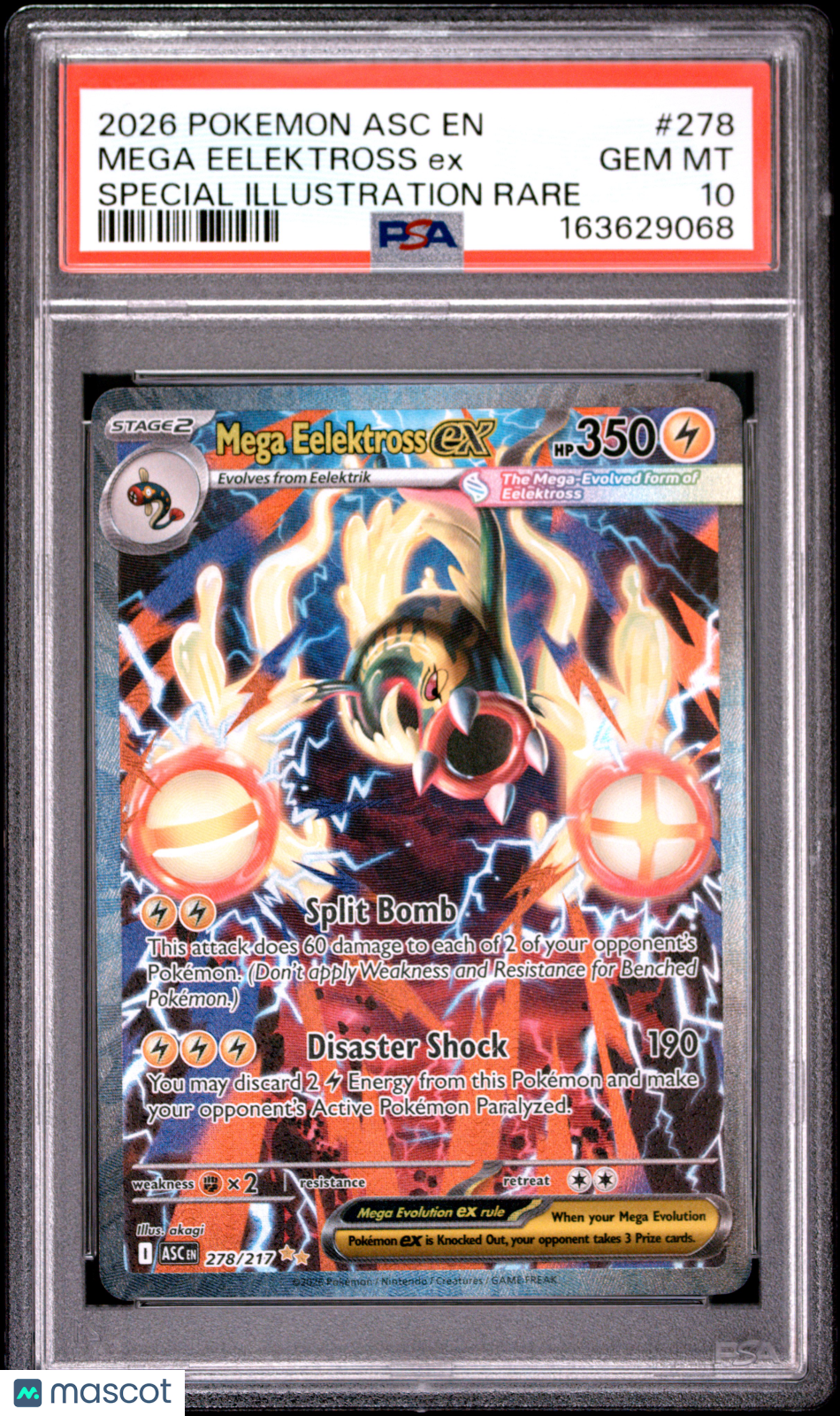 2026 Pokemon Asc EN-Ascended Heroes Mega Eelektross EX #278 Special Illustration Rare PSA 10
