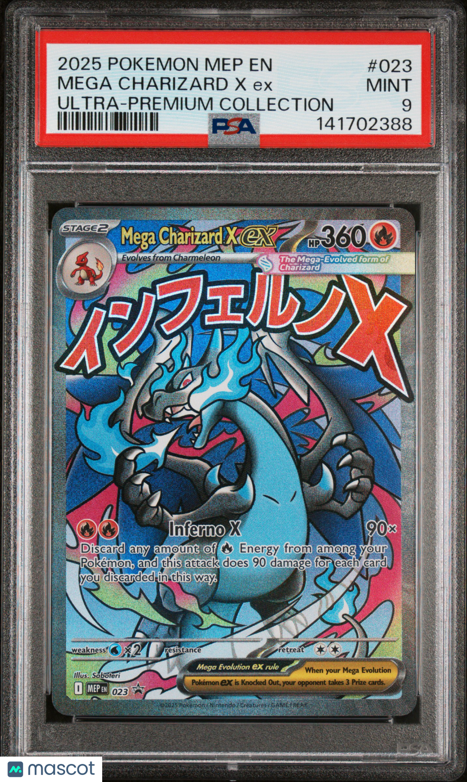 2025 Pokemon Mep EN-Me Black Star Promo Mega Charizard X EX #023 Ultra-Premium Collection PSA 9