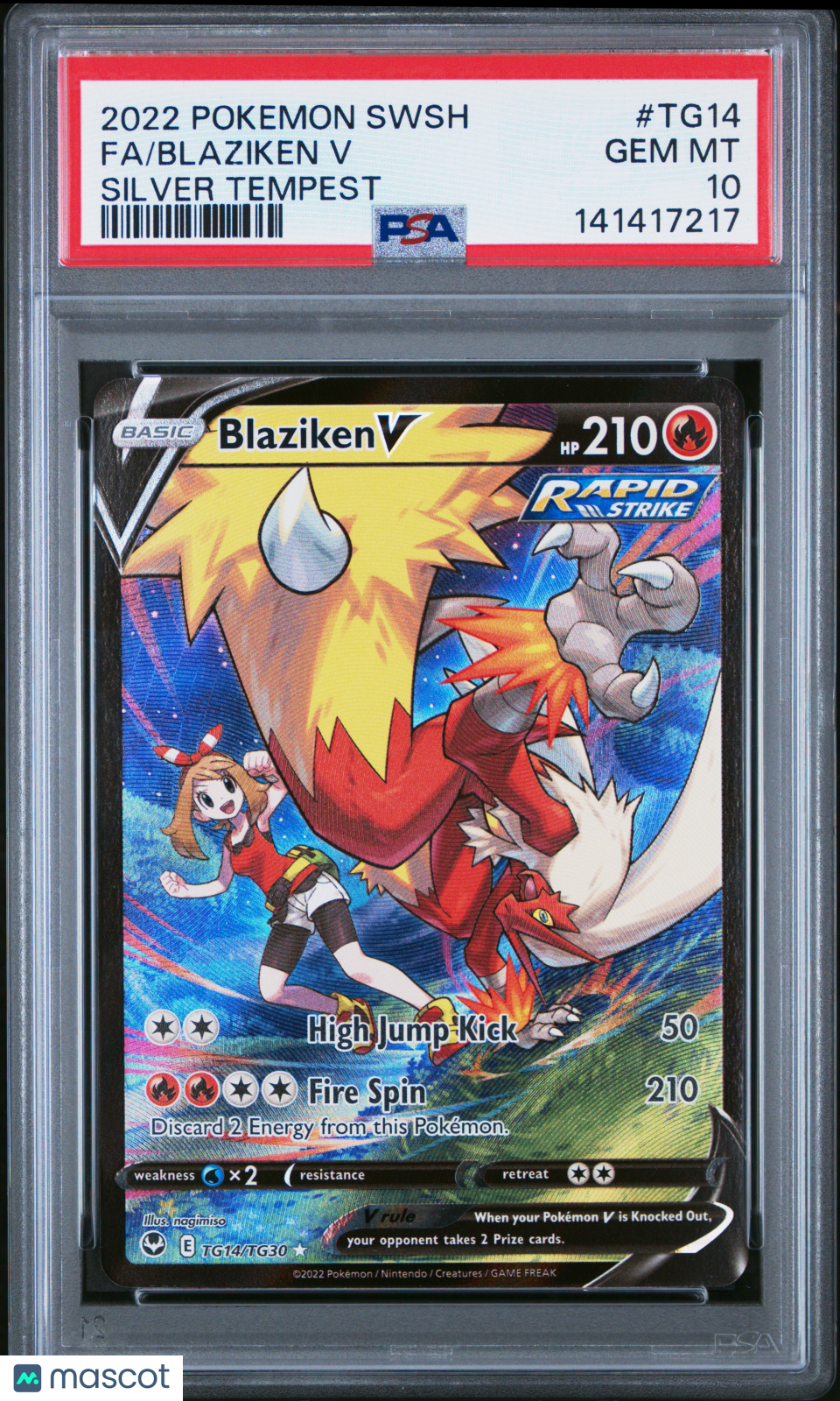 2022 Pokemon Sword & Shield Silver Tempest Blaziken V #TG14 Fa Silver Tempest PSA 10