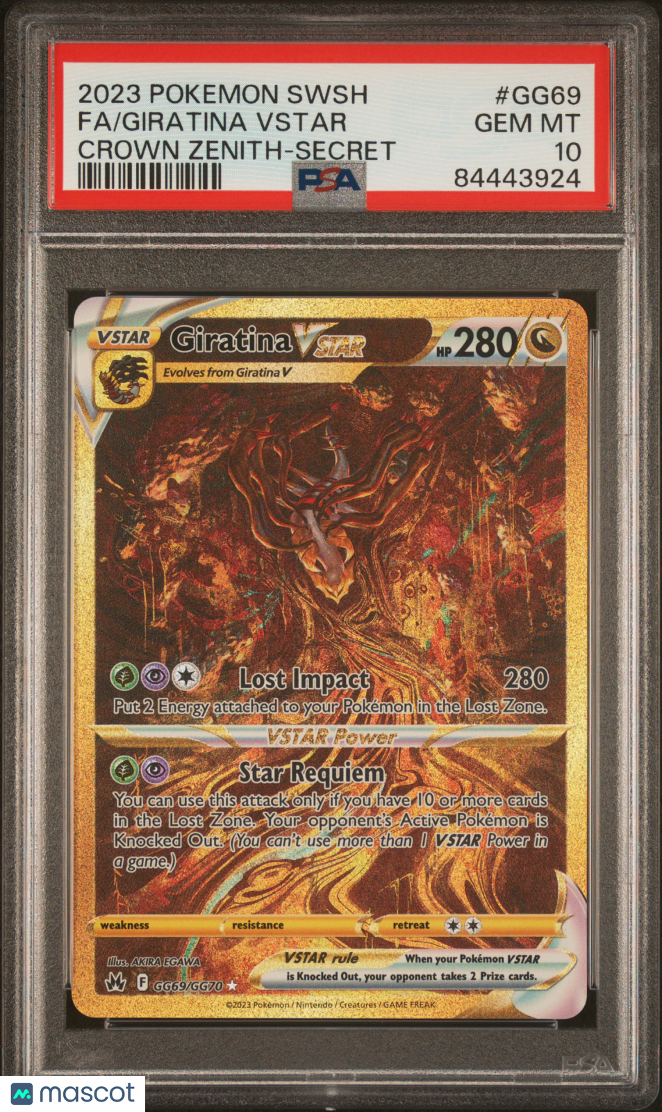 2023 Pokemon Sword And Shield Crown Zenith Giratina VSTAR #GG69 Crown Zenith-Secret Fa PSA 10