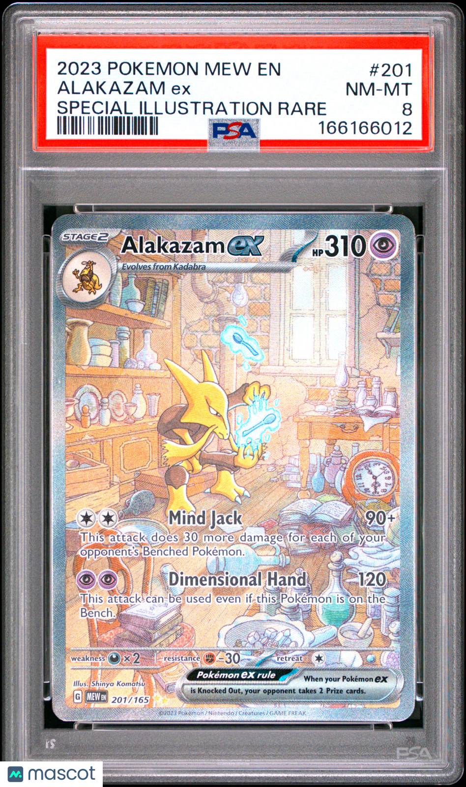 2023 Pokemon Mew EN-151 Alakazam EX #201 Special Illustration Rare PSA 8