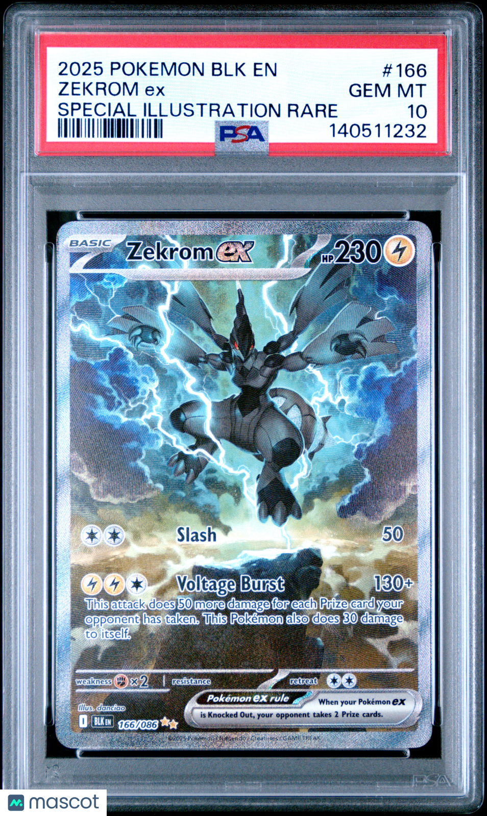 2025 Pokemon BLK EN-Black Bolt Zekrom EX #166 Special Illustration Rare PSA 10