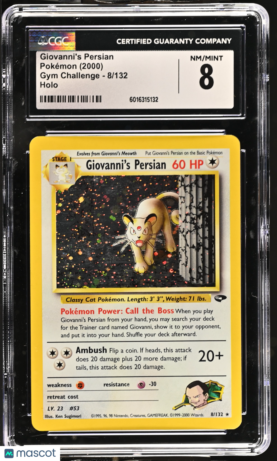 2000 Pokemon Giovanni's Persian #8/132 CGC 8