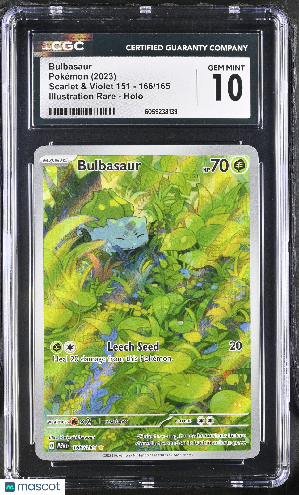 2023 Pokemon Bulbasaur #166/165 Illustration Rare CGC 10